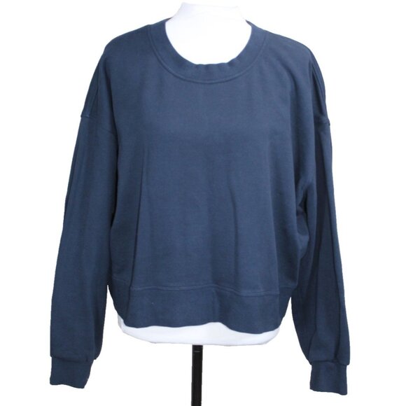 LULULEMON Perfectly Oversized Cropped Crew Softstreme True Navy Blue Pullover 12 - Picture 2 of 9